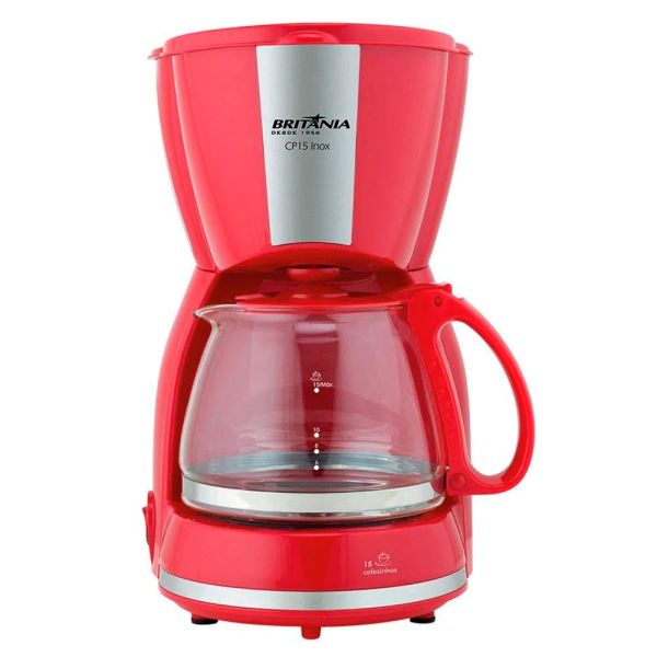 CAFETERA BRITANIA CP15 INOX 600ML ROJO